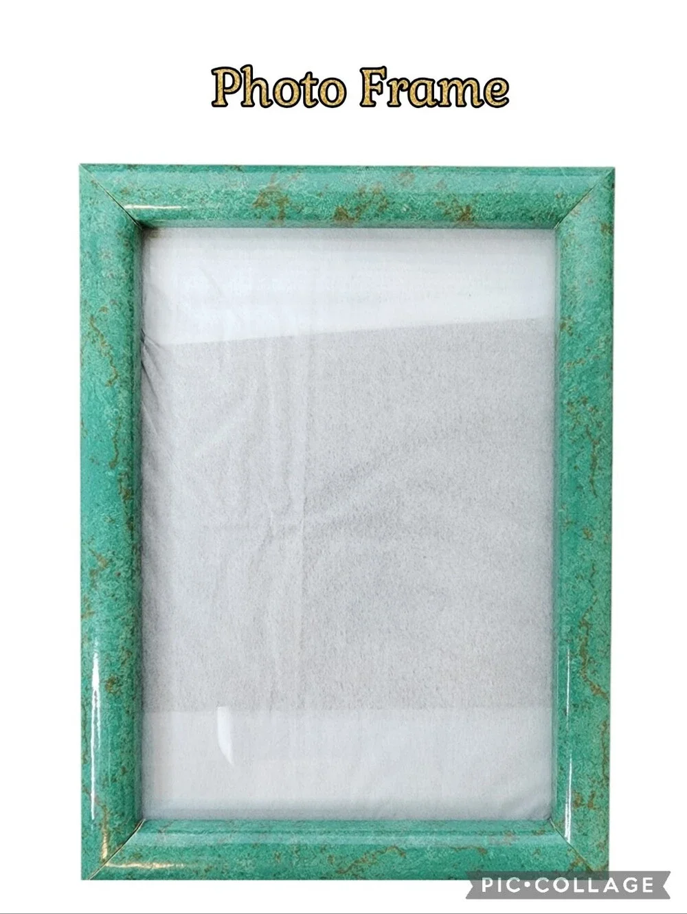 Frame photo green brown decorative glass front black back hang or stand